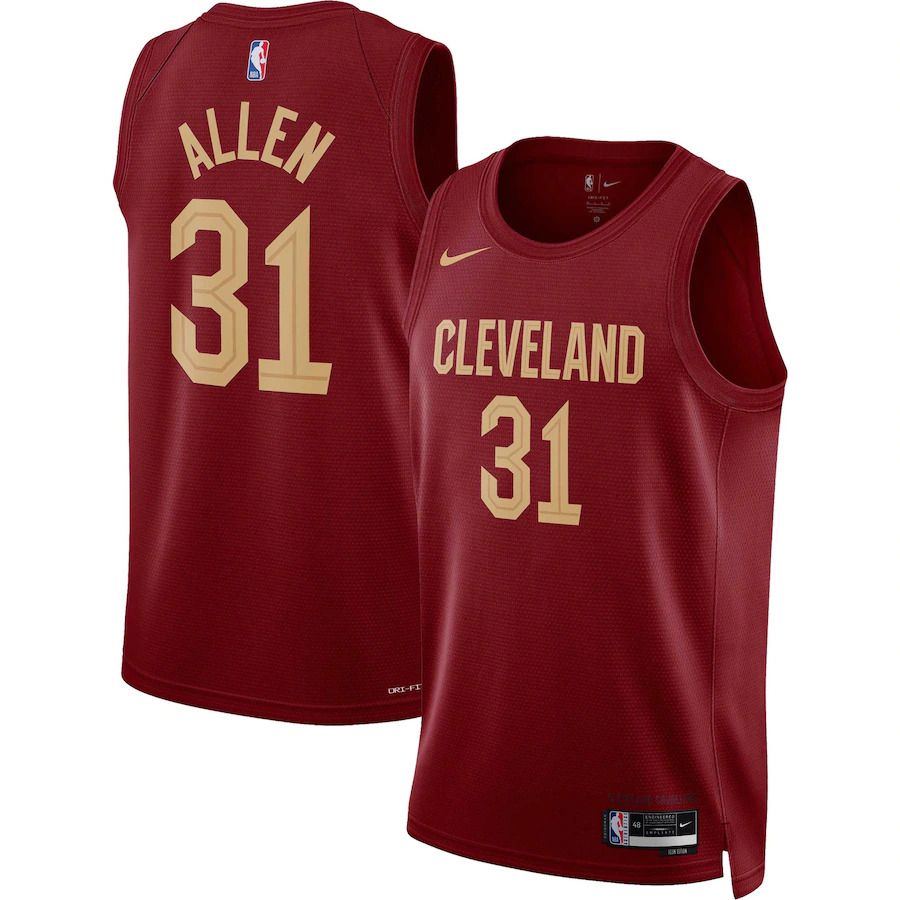 Men Cleveland Cavaliers #31 Jarrett Allen Nike Wine Icon Edition 2022-23 Swingman NBA Jersey->customized nba jersey->Custom Jersey